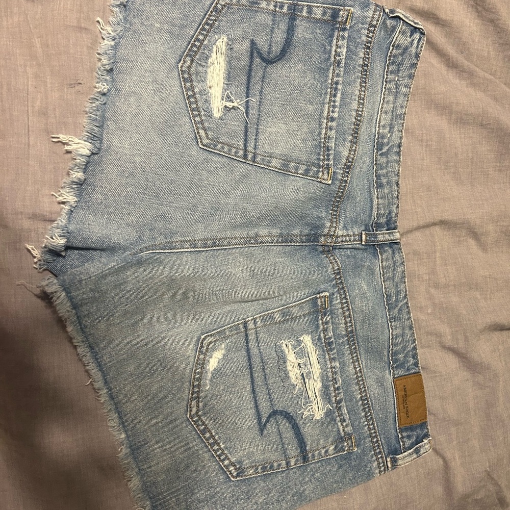 American Eagle Blue Distressed Jean Shorts